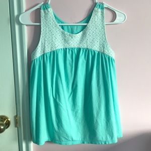 Bright blue and white tank top